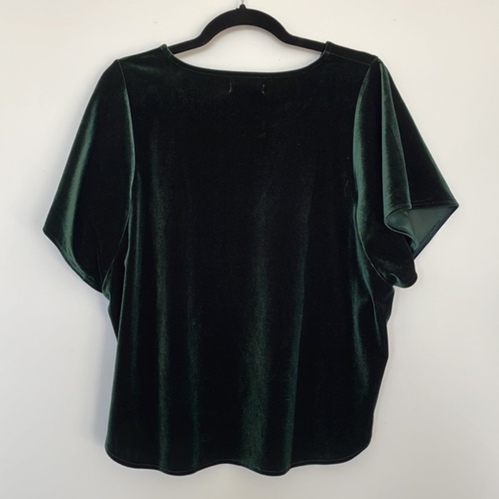 Madewell Forest Green Velvet Short Sleeve Blouse
